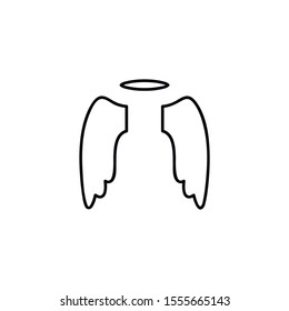 Angel wings and halo. Signs symbols collection, simple icon for websites, web design, mobile app, info graphics On White Background