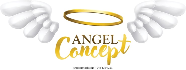 An angel wings and halo with text template concept