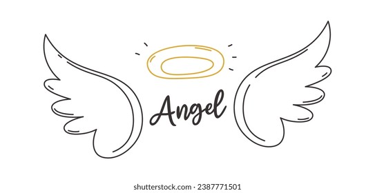 Angel Wings With Halo Vector Illustration