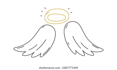 Angel Wings With Halo Vector Illustration