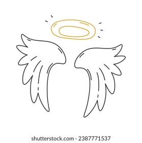 Angel Wings With Halo Vector Illustration