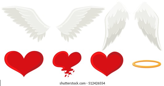 Angel wings and heart illustration