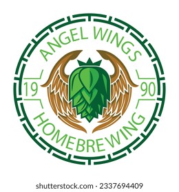 Angel wings home brewing's logo, Very elegant with flapping wings to improve the quality of your beer business.  suitable for hops plantations, pubs, cafes or beer beverage companies.