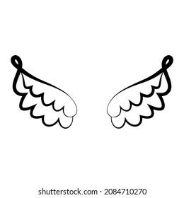 Angel Wings icon collection. Cartoon hand-drawn vector illustration. Set of Sketch Angel Wings.