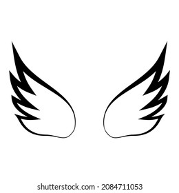 Angel Wings icon collection. Cartoon hand-drawn vector illustration. Set of Sketch Angel Wings.