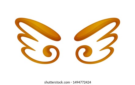 angel wings icon copper isolated on white background, cute cartoon wing and ornate, clip art angel wings shape for logo, luxury copper color angel wings for freedom symbol, illustration wing