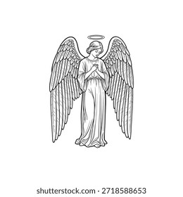 Ángel con diseño de Vector plano de icono de alas.