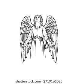 Angel with wings icon flat vector design.