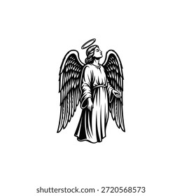 Ángel con diseño de Vector plano de icono de alas.