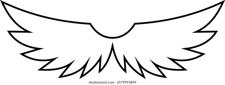 Angel wings icon . fly signs, pilot symbols graphic design elements ideal for logo, emblem, badge design. Versatile for art, heraldry, animal symbolism. Ranging from simple to intricate feather scale