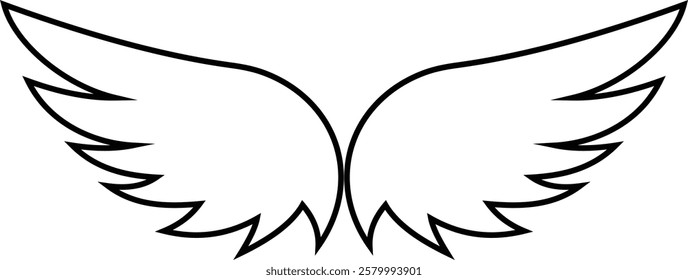 Angel wings icon . fly signs, pilot symbols graphic design elements ideal for logo, emblem, badge design. Versatile for art, heraldry, animal symbolism. Ranging from simple to intricate feather scale