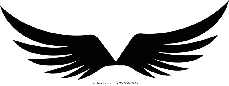 Angel wings icon . fly signs, pilot symbols graphic design elements ideal for logo, emblem, badge design. Versatile for art, heraldry, animal symbolism. Ranging from simple to intricate feather scale