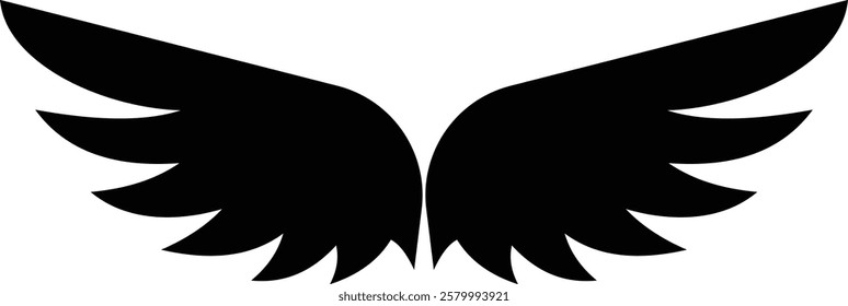 Angel wings icon . fly signs, pilot symbols graphic design elements ideal for logo, emblem, badge design. Versatile for art, heraldry, animal symbolism. Ranging from simple to intricate feather scale