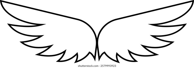 Angel wings icon . fly signs, pilot symbols graphic design elements ideal for logo, emblem, badge design. Versatile for art, heraldry, animal symbolism. Ranging from simple to intricate feather scale