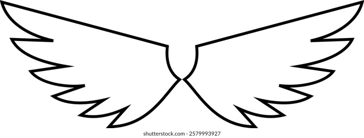 Angel wings icon . fly signs, pilot symbols graphic design elements ideal for logo, emblem, badge design. Versatile for art, heraldry, animal symbolism. Ranging from simple to intricate feather scale