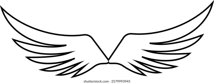 Angel wings icon . fly signs, pilot symbols graphic design elements ideal for logo, emblem, badge design. Versatile for art, heraldry, animal symbolism. Ranging from simple to intricate feather scale