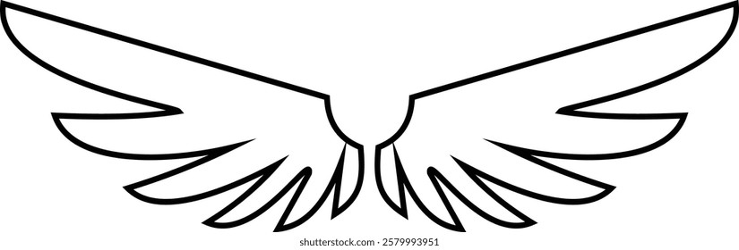 Angel wings icon . fly signs, pilot symbols graphic design elements ideal for logo, emblem, badge design. Versatile for art, heraldry, animal symbolism. Ranging from simple to intricate feather scale