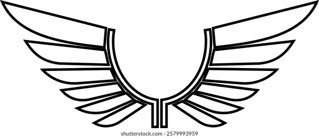 Angel wings icon . fly signs, pilot symbols graphic design elements ideal for logo, emblem, badge design. Versatile for art, heraldry, animal symbolism. Ranging from simple to intricate feather scale