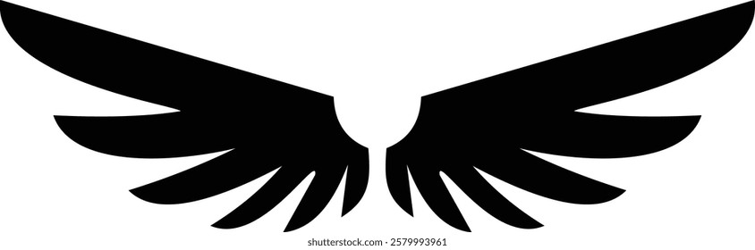 Angel wings icon . fly signs, pilot symbols graphic design elements ideal for logo, emblem, badge design. Versatile for art, heraldry, animal symbolism. Ranging from simple to intricate feather scale