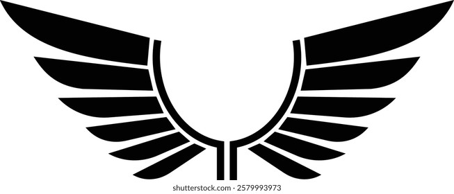 Angel wings icon . fly signs, pilot symbols graphic design elements ideal for logo, emblem, badge design. Versatile for art, heraldry, animal symbolism. Ranging from simple to intricate feather scale