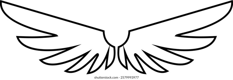 Angel wings icon . fly signs, pilot symbols graphic design elements ideal for logo, emblem, badge design. Versatile for art, heraldry, animal symbolism. Ranging from simple to intricate feather scale