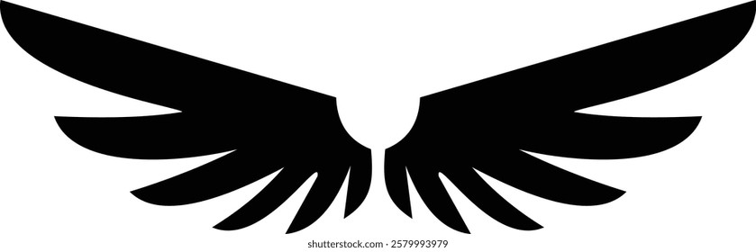 Angel wings icon . fly signs, pilot symbols graphic design elements ideal for logo, emblem, badge design. Versatile for art, heraldry, animal symbolism. Ranging from simple to intricate feather scale