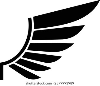 Angel wings icon . fly signs, pilot symbols graphic design elements ideal for logo, emblem, badge design. Versatile for art, heraldry, animal symbolism. Ranging from simple to intricate feather scale