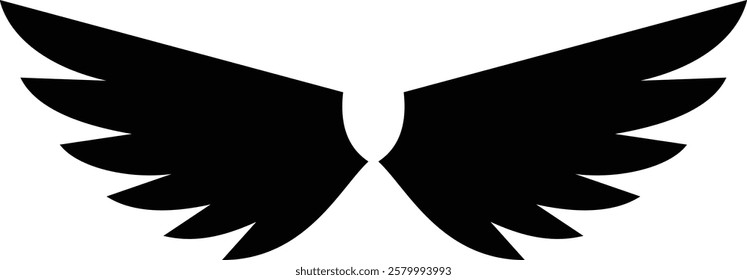 Angel wings icon . fly signs, pilot symbols graphic design elements ideal for logo, emblem, badge design. Versatile for art, heraldry, animal symbolism. Ranging from simple to intricate feather scale