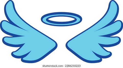 Angel wings icon with nimbus - stock vector