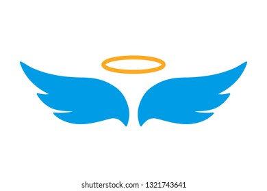 Angel wings icon with nimbus - vector for stock