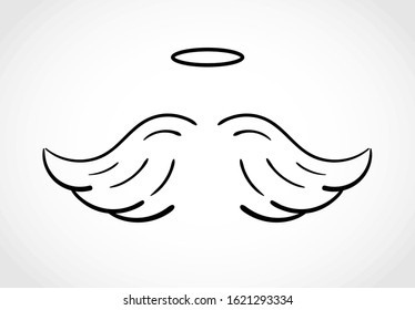 Angel wings icon with nimbus - vector