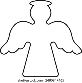 Angel with wings icon in outline style editable stock. Spread, Christmas vector isolated on transparent background. Holy angel sign for mobile concept and website design. Symbol, logo illustration.