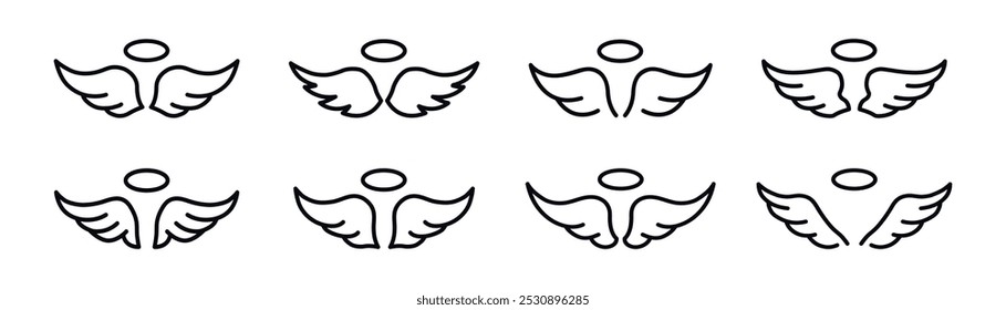 angel wings icon set vector