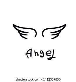 Angel wings icon sketch collection,  hand drawn vector