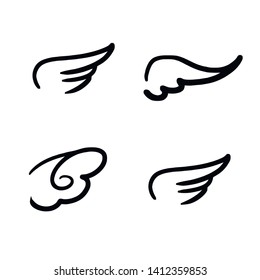 Angel wings icon sketch collection,  hand drawn vector