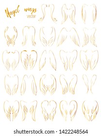  Angel wings icon sketch collection cartoon hand drawn vector illustration sketch