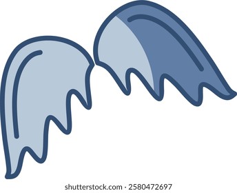 angel wings icon, transparent background. replaceable blue color design