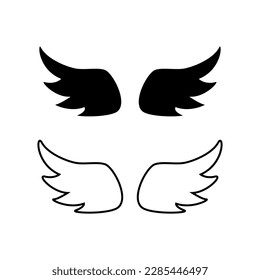 Vector de iconos de las alas ángel. colección de signos de ilustración de vuelo. símbolo piloto. logotipo de alas.