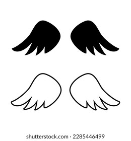 Engel Flügel Symbol Vektorgrafik. Illustrationssammlung. Pilotsymbol. Flügellogo.