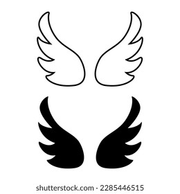 Vector de iconos de las alas ángel. colección de signos de ilustración de vuelo. símbolo piloto. logotipo de alas.