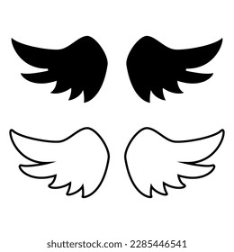 Vector de iconos de las alas ángel. colección de signos de ilustración de vuelo. símbolo piloto. logotipo de alas.