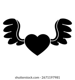 Angel wings icon vector. Heart with wings illustration sign. Valentines symbol or logo.
