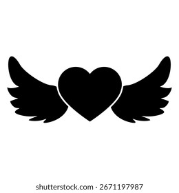 Vector de icono de alas de ángel. Corazón con alas ilustración signo. Símbolo o logotipo de San Valentín.
