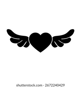 Anjo asas ícone vetor. Sinal de ilustração de coração com asas. Símbolo ou logotipo Valentines.