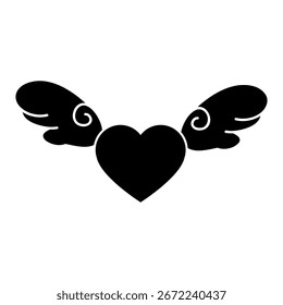 Angel wings icon vector. Heart with wings illustration sign. Valentines symbol or logo.