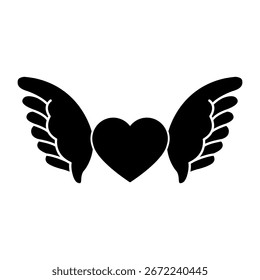 Angel wings icon vector. Heart with wings illustration sign. Valentines symbol or logo.
