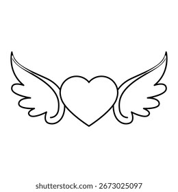 Angel wings icon vector. Heart with wings illustration sign. Valentines symbol or logo.