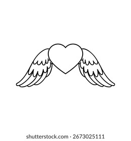Angel wings icon vector. Heart with wings illustration sign. Valentines symbol or logo.