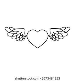 Vector de icono de alas de ángel. Corazón con alas ilustración signo. Símbolo o logotipo de San Valentín.