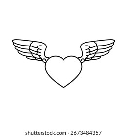 Vector de icono de alas de ángel. Corazón con alas ilustración signo. Símbolo o logotipo de San Valentín.